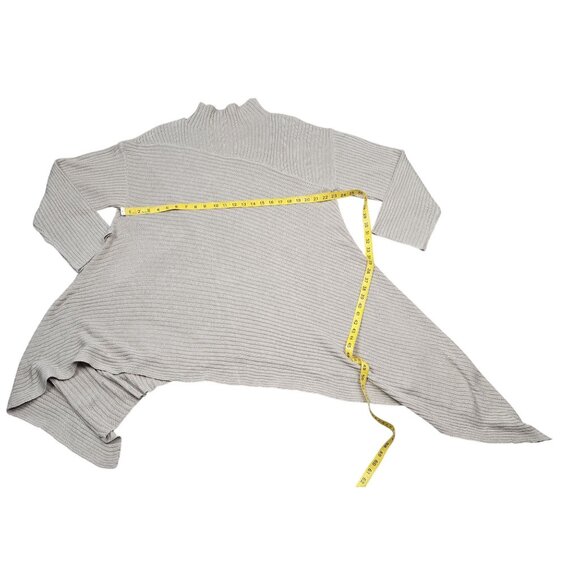 Fashion Womens Asymmetrical Ribbed Knit Sweater 2XL Beige 100% Acrylic - Picture 3 of 5